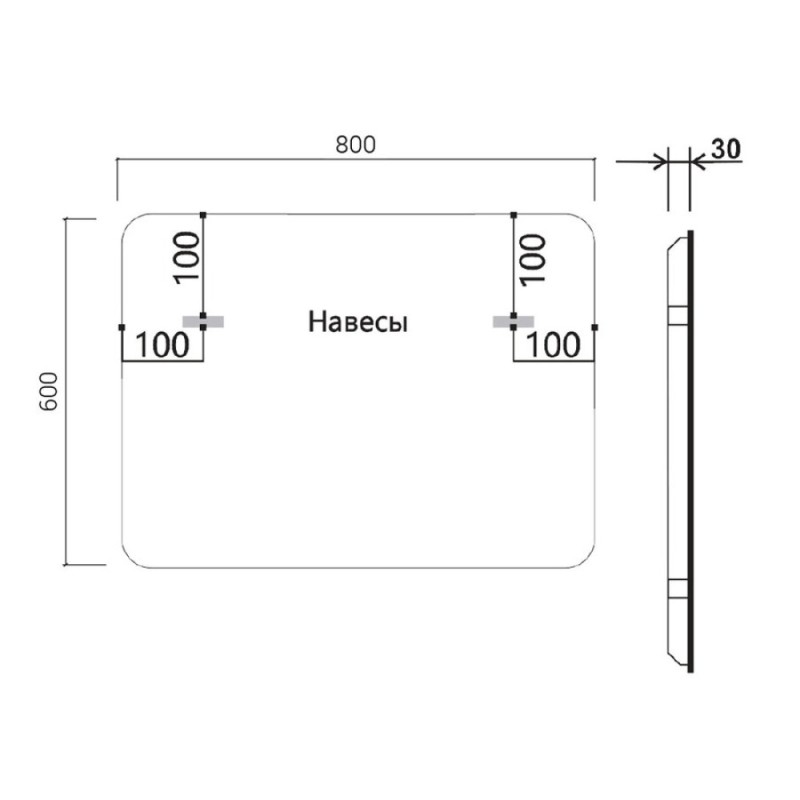 Зеркало Vincea 80х60см, LED c сенсорным выключателем, диммером и функцией антизапотевания, VLM-3VC800-2