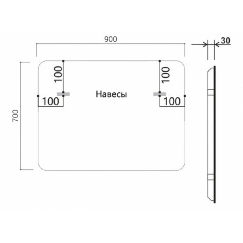 Зеркало Vincea 90х70см, LED c сенсорным выключателем и диммером, VLM-3VC900