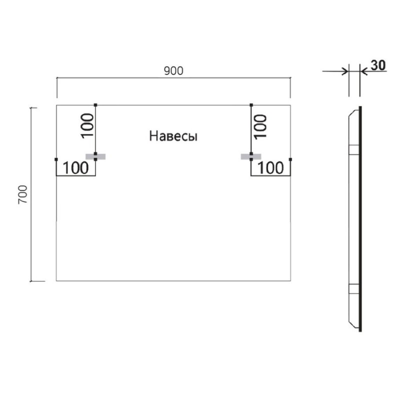 Зеркало Vincea 90х70см, LED c сенсорным выключателем и диммером, VLM-3VN900