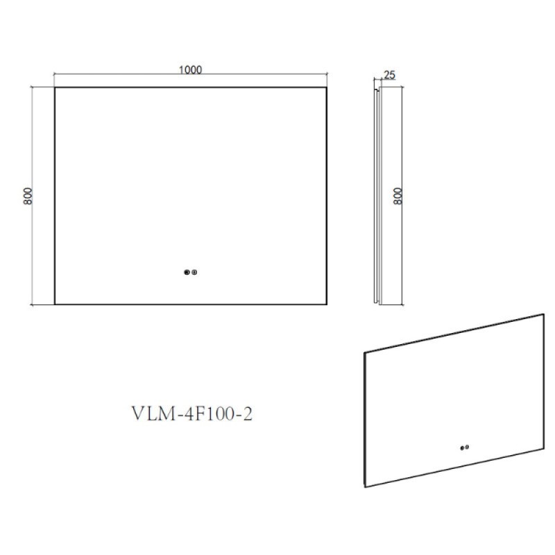 Зеркало Vincea VLM-4F100BG-2, 100 х 80 см, LED-подсветка, с сенсорным выключателем, рама брашированное золото