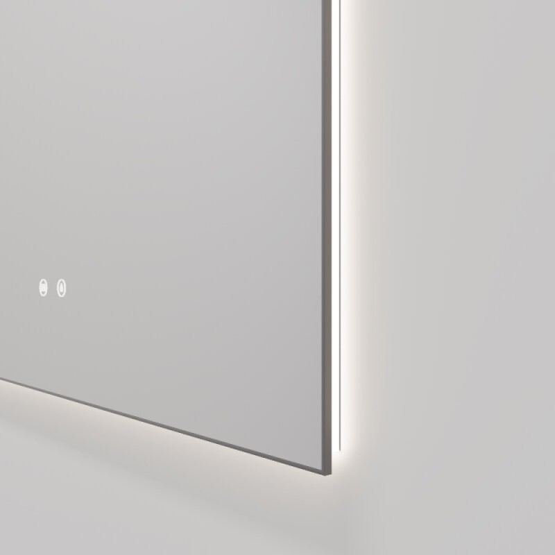 Зеркало Vincea VLM-4F100GM-2, 100 х 80 см, LED-подсветка, с сенсорным выключателем, рама воронёная сталь, gunmetal