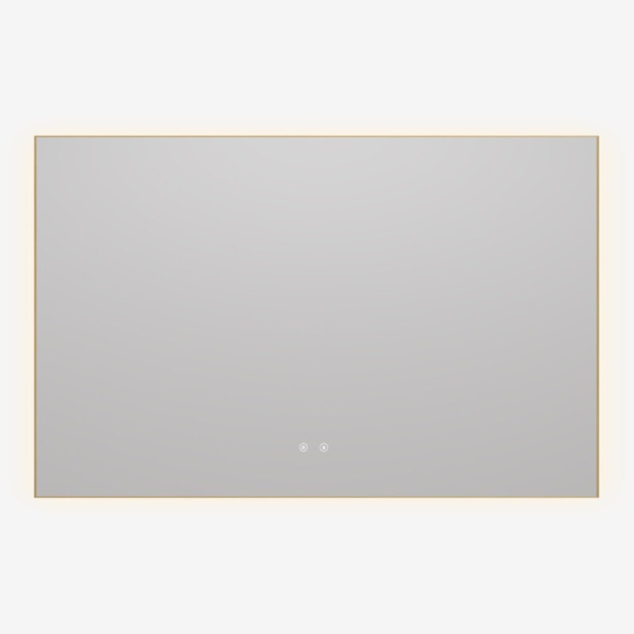 Зеркало Vincea VLM-4F120BG-2, 120 х 80 см, LED-подсветка, с сенсорным выключателем, диммером, рама брашированное золото