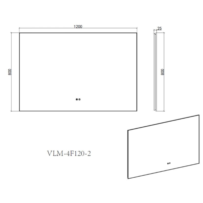 Зеркало Vincea VLM-4F120GM-2, 120 х 80 см, LED-подсветка, с сенсорным выключателем, диммером, рама воронёная сталь, gunmetal