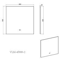 Зеркало Vincea VLM-4F800GM-2, 80 х 80 см, LED-подсветка, с сенсорным выключателем, рама воронёная сталь, gunmetal