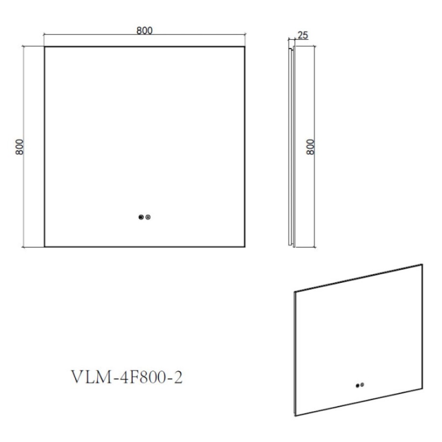 Зеркало Vincea VLM-4F800GM-2, 80 х 80 см, LED-подсветка, с сенсорным выключателем, рама воронёная сталь, gunmetal