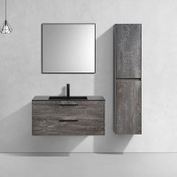 Тумба под раковину Vincea Chiara 2D 100 см, подвесная, серый камень G.Stone, VMC-2C2100GS