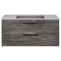 Тумба под раковину Vincea Chiara 2D 100 см, подвесная, серый камень G.Stone, VMC-2C2100GS