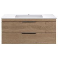 Тумба под раковину Vincea Chiara 2D 100 см, подвесная, натуральный дуб N.Oak, VMC-2C2100NO