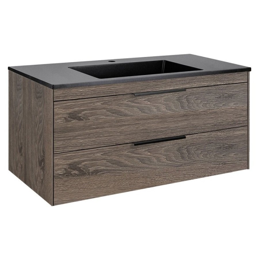 Тумба под раковину Vincea Chiara 2D 100 см, подвесная, темный дуб R.Oak, VMC-2C2100RO