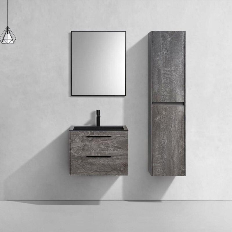 Тумба под раковину Vincea Chiara 2D 60 см, подвесная, серый камень G.Stone, VMC-2C2600GS