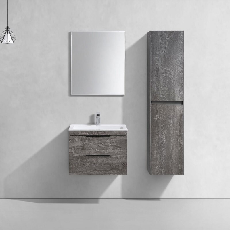 Тумба под раковину Vincea Chiara 2D 60 см, подвесная, серый камень G.Stone, VMC-2C2600GS