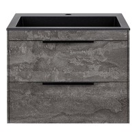 Тумба под раковину Vincea Chiara 2D 60 см, подвесная, серый камень G.Stone, VMC-2C2600GS