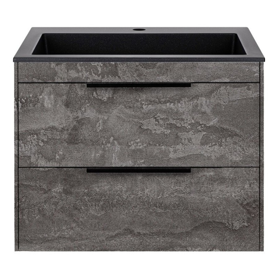 Тумба под раковину Vincea Chiara 2D 60 см, подвесная, серый камень G.Stone, VMC-2C2600GS