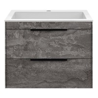 Тумба под раковину Vincea Chiara 2D 60 см, подвесная, серый камень G.Stone, VMC-2C2600GS