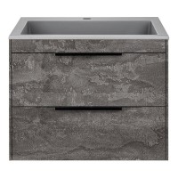 Тумба под раковину Vincea Chiara 2D 60 см, подвесная, серый камень G.Stone, VMC-2C2600GS