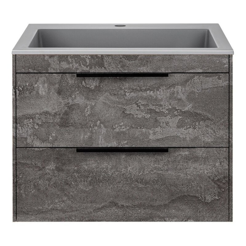 Тумба под раковину Vincea Chiara 2D 60 см, подвесная, серый камень G.Stone, VMC-2C2600GS