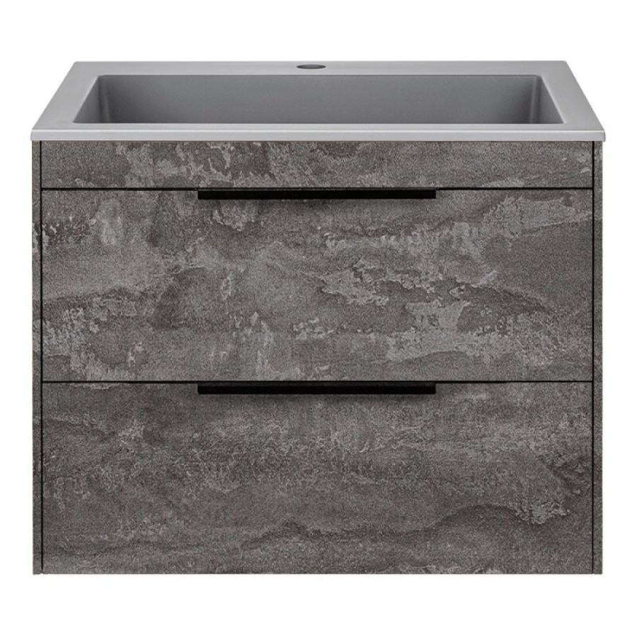Тумба под раковину Vincea Chiara 2D 60 см, подвесная, серый камень G.Stone, VMC-2C2600GS