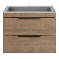 Тумба под раковину Vincea Chiara 2D 60 см, подвесная, натуральный дуб N.Oak, VMC-2C2600NO