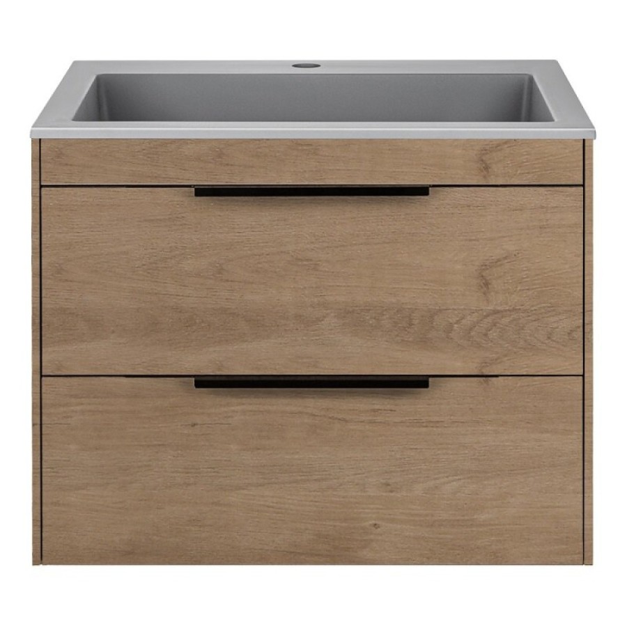 Тумба под раковину Vincea Chiara 2D 60 см, подвесная, натуральный дуб N.Oak, VMC-2C2600NO