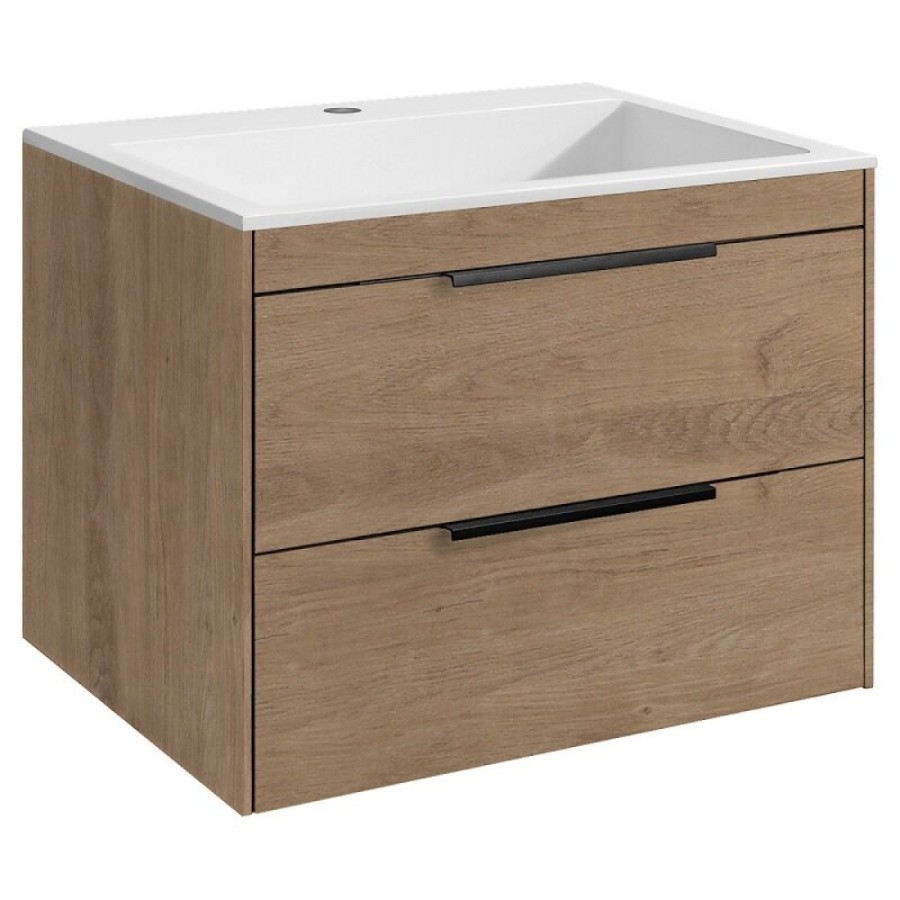 Тумба под раковину Vincea Chiara 2D 60 см, подвесная, натуральный дуб N.Oak, VMC-2C2600NO