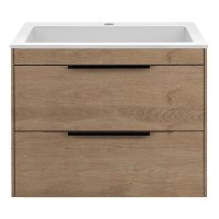 Тумба под раковину Vincea Chiara 2D 60 см, подвесная, натуральный дуб N.Oak, VMC-2C2600NO