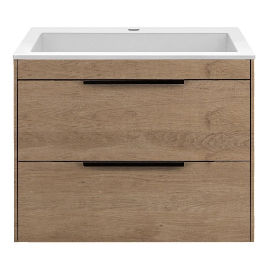 Тумба под раковину Vincea Chiara 2D 60 см, подвесная, натуральный дуб N.Oak, VMC-2C2600NO