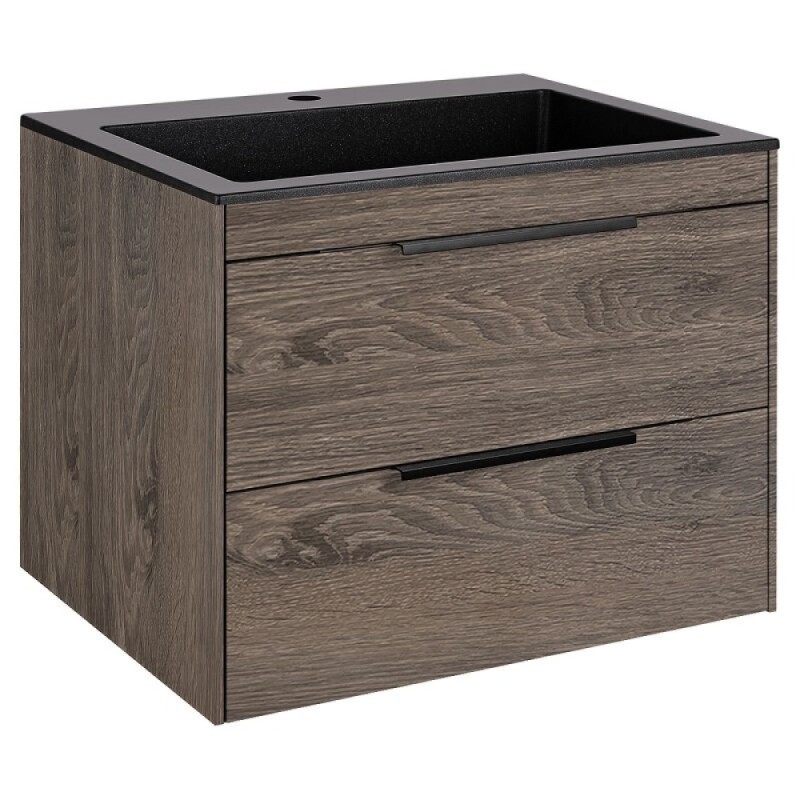 Тумба под раковину Vincea Chiara 2D 60 см, подвесная, темный дуб R.Oak, VMC-2C2600RO