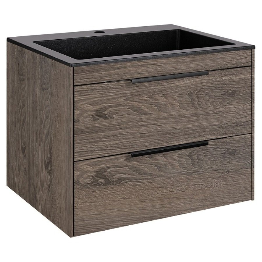 Тумба под раковину Vincea Chiara 2D 60 см, подвесная, темный дуб R.Oak, VMC-2C2600RO