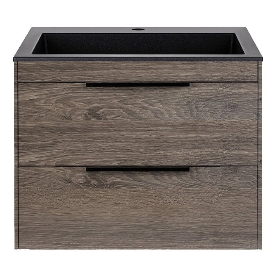 Тумба под раковину Vincea Chiara 2D 60 см, подвесная, темный дуб R.Oak, VMC-2C2600RO