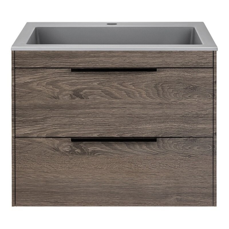 Тумба под раковину Vincea Chiara 2D 60 см, подвесная, темный дуб R.Oak, VMC-2C2600RO
