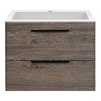 Тумба под раковину Vincea Chiara 2D 60 см, подвесная, темный дуб R.Oak, VMC-2C2600RO