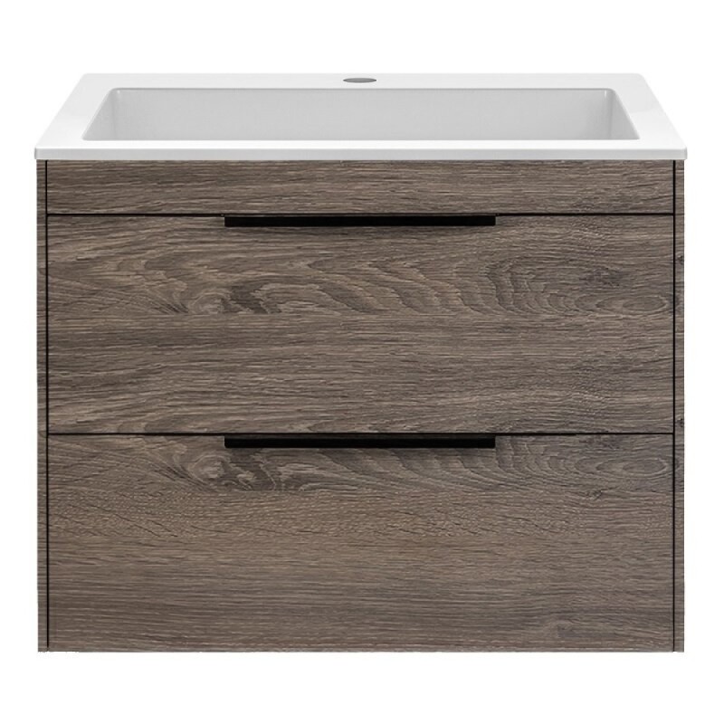 Тумба под раковину Vincea Chiara 2D 60 см, подвесная, темный дуб R.Oak, VMC-2C2600RO