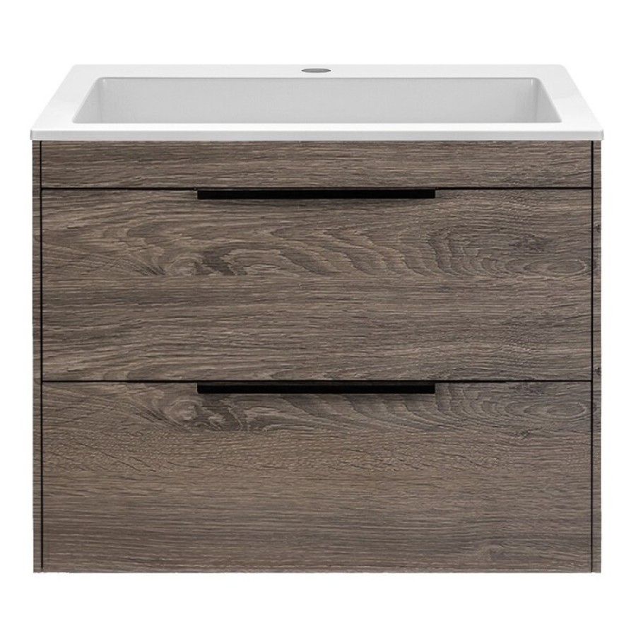Тумба под раковину Vincea Chiara 2D 60 см, подвесная, темный дуб R.Oak, VMC-2C2600RO