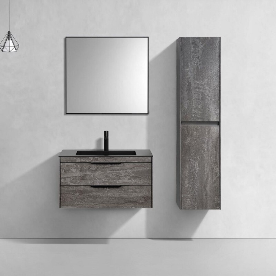 Тумба под раковину Vincea Chiara 2D 80 см, подвесная, серый камень G.Stone, VMC-2C2800GS