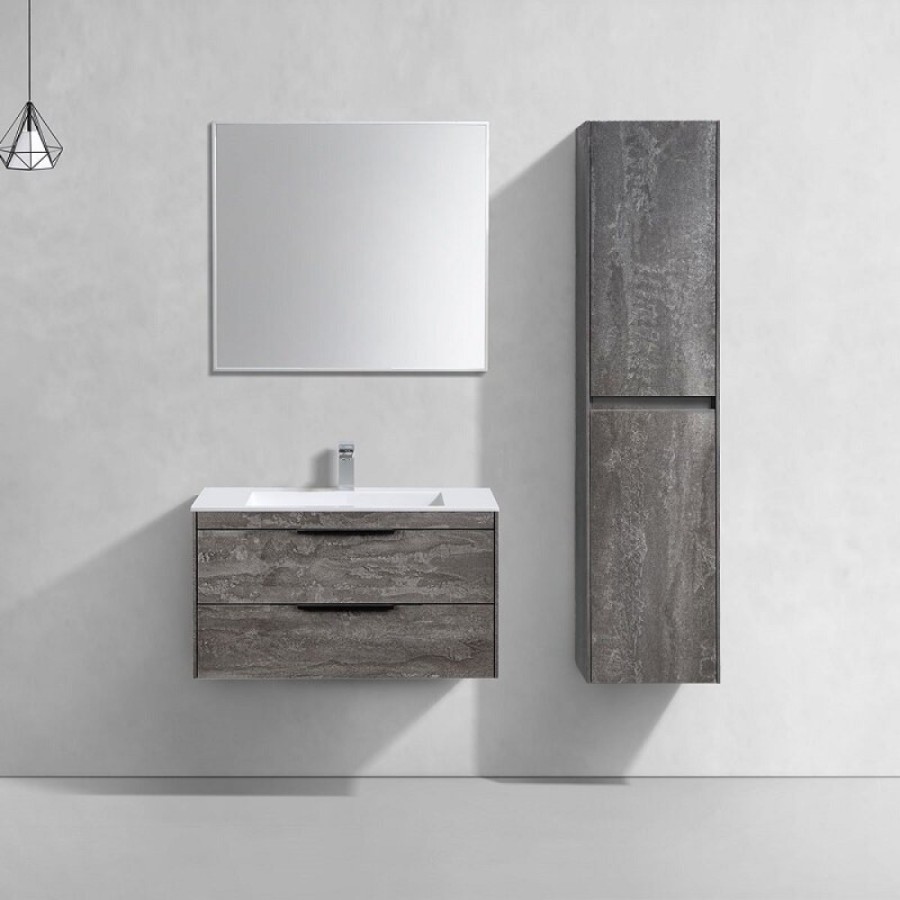 Тумба под раковину Vincea Chiara 2D 80 см, подвесная, серый камень G.Stone, VMC-2C2800GS