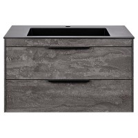 Тумба под раковину Vincea Chiara 2D 80 см, подвесная, серый камень G.Stone, VMC-2C2800GS