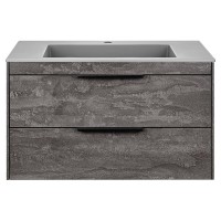 Тумба под раковину Vincea Chiara 2D 80 см, подвесная, серый камень G.Stone, VMC-2C2800GS