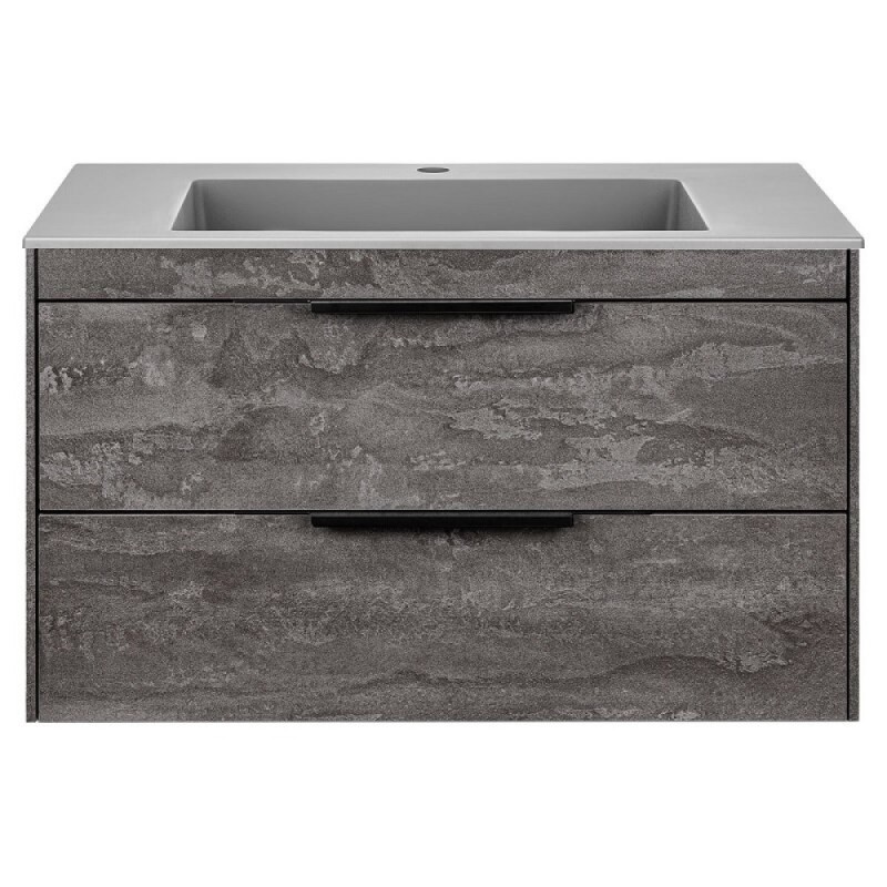 Тумба под раковину Vincea Chiara 2D 80 см, подвесная, серый камень G.Stone, VMC-2C2800GS
