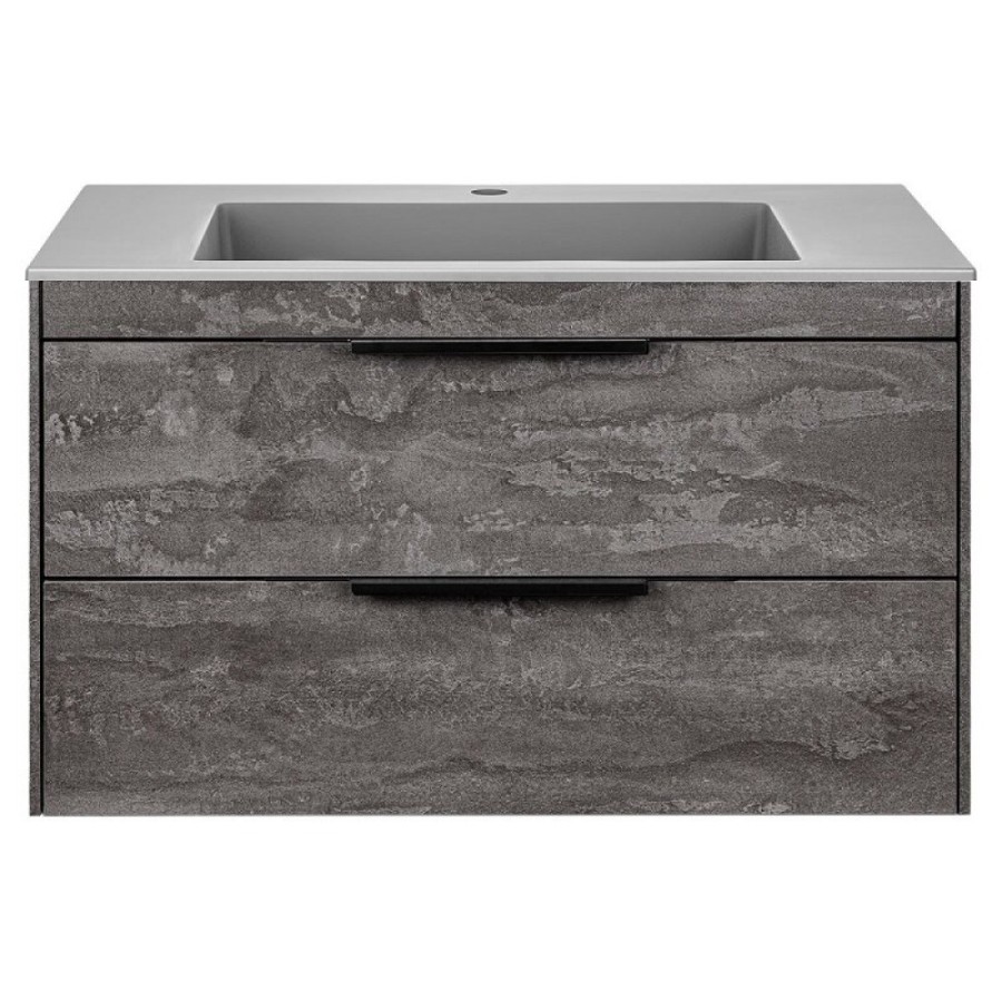 Тумба под раковину Vincea Chiara 2D 80 см, подвесная, серый камень G.Stone, VMC-2C2800GS