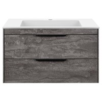Тумба под раковину Vincea Chiara 2D 80 см, подвесная, серый камень G.Stone, VMC-2C2800GS
