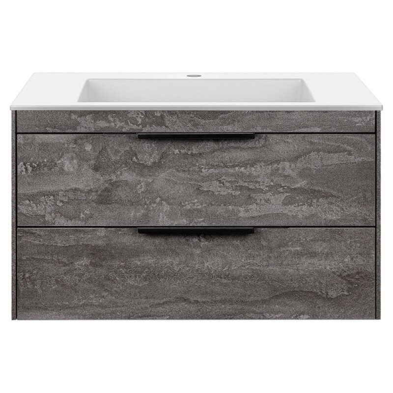 Тумба под раковину Vincea Chiara 2D 80 см, подвесная, серый камень G.Stone, VMC-2C2800GS