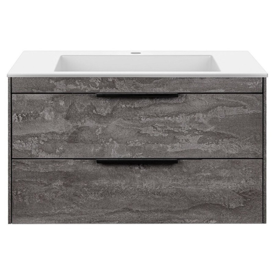 Тумба под раковину Vincea Chiara 2D 80 см, подвесная, серый камень G.Stone, VMC-2C2800GS