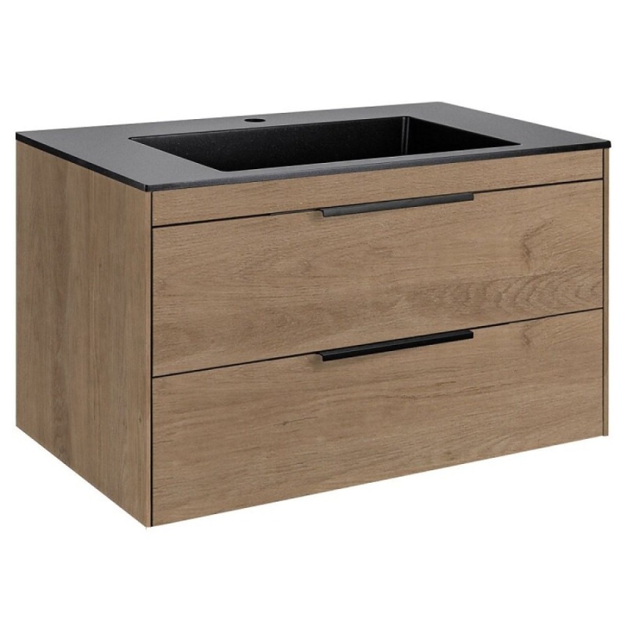 Тумба под раковину Vincea Chiara 2D 80 см, подвесная, натуральный дуб N.Oak, VMC-2C2800NO