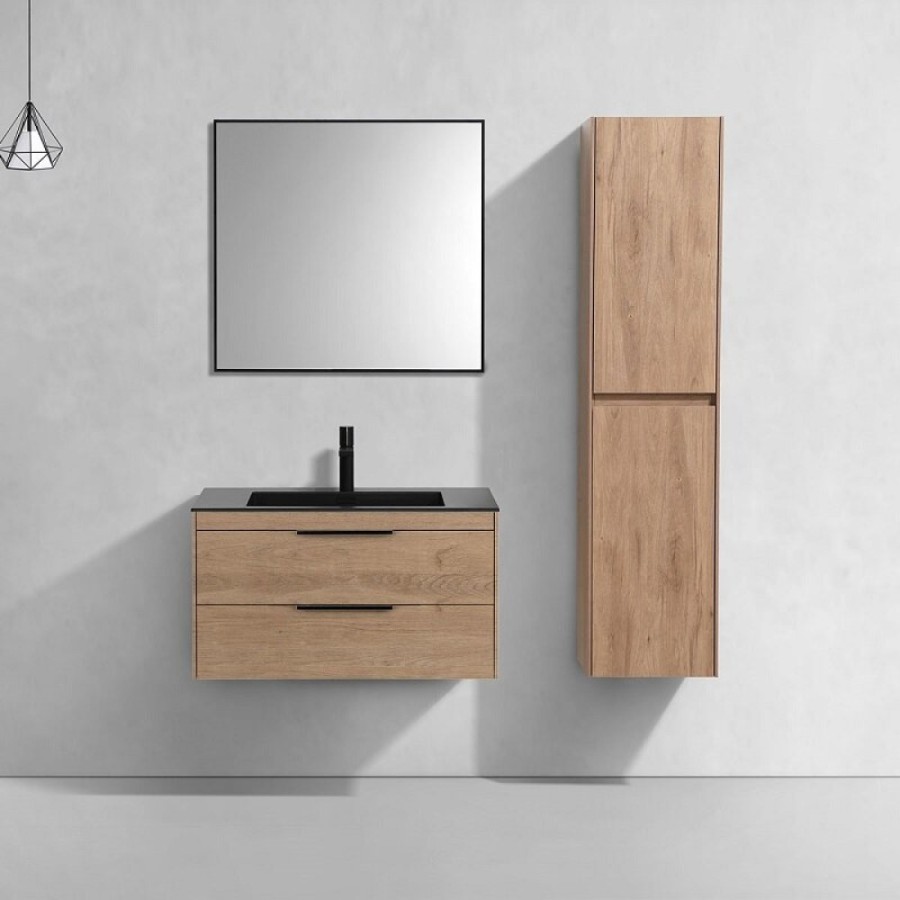 Тумба под раковину Vincea Chiara 2D 80 см, подвесная, натуральный дуб N.Oak, VMC-2C2800NO
