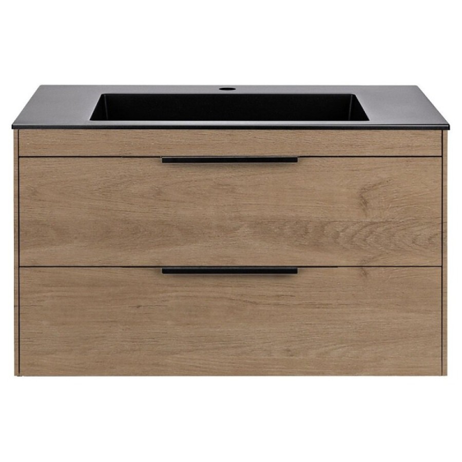 Тумба под раковину Vincea Chiara 2D 80 см, подвесная, натуральный дуб N.Oak, VMC-2C2800NO
