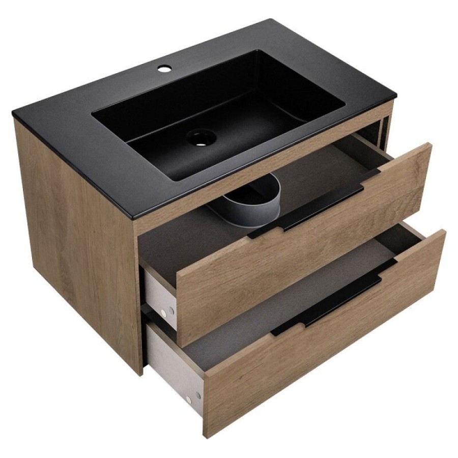 Тумба под раковину Vincea Chiara 2D 80 см, подвесная, натуральный дуб N.Oak, VMC-2C2800NO