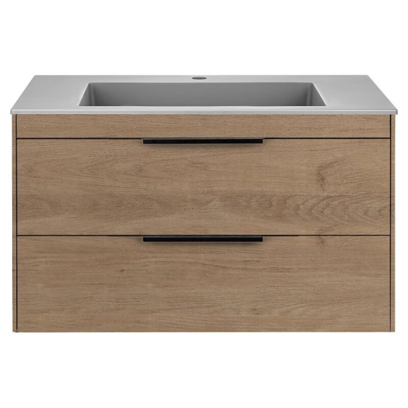 Тумба под раковину Vincea Chiara 2D 80 см, подвесная, натуральный дуб N.Oak, VMC-2C2800NO