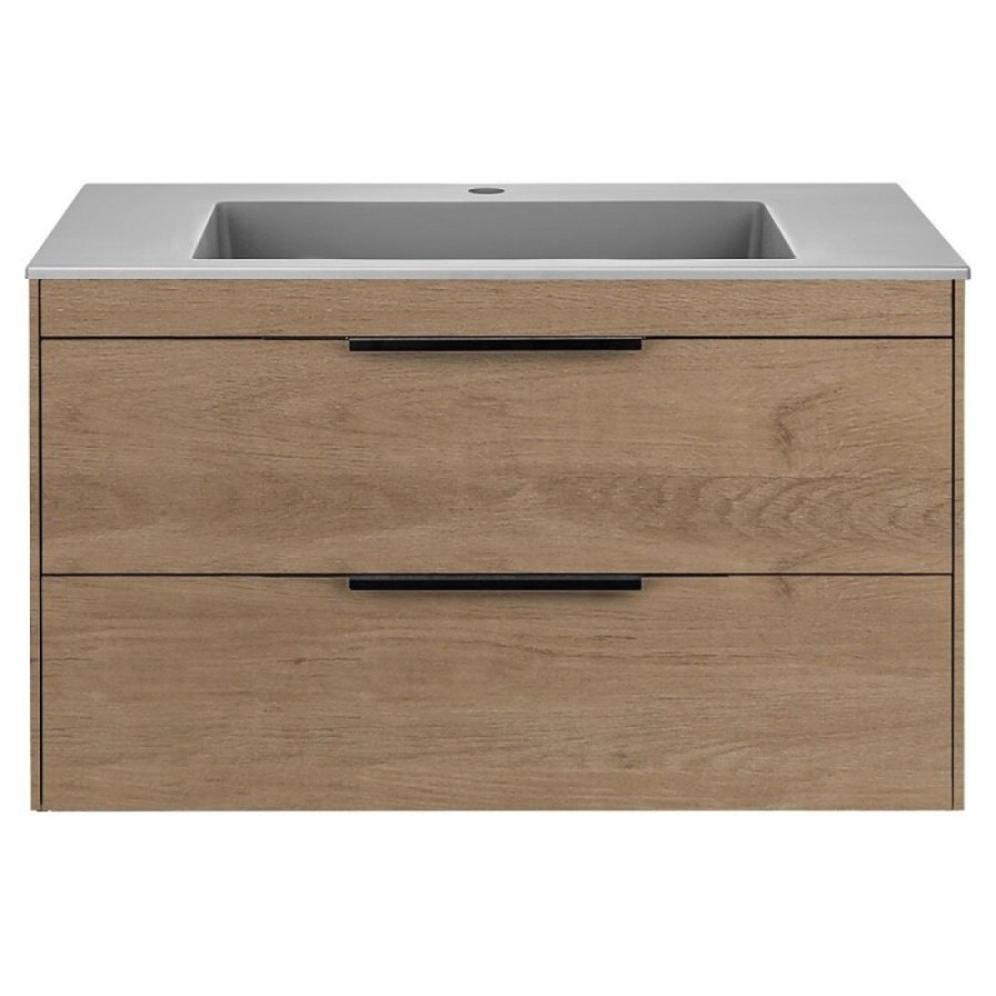 Тумба под раковину Vincea Chiara 2D 80 см, подвесная, натуральный дуб N.Oak, VMC-2C2800NO