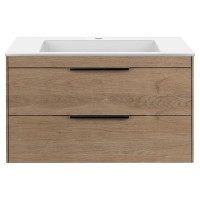 Тумба под раковину Vincea Chiara 2D 80 см, подвесная, натуральный дуб N.Oak, VMC-2C2800NO