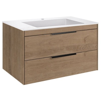 Тумба под раковину Vincea Chiara 2D 80 см, подвесная, натуральный дуб N.Oak, VMC-2C2800NO